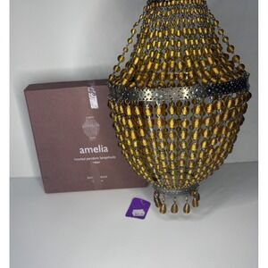 Amelia Beaded Pendant Lampshade Chandelier Amber Bombay Duck London